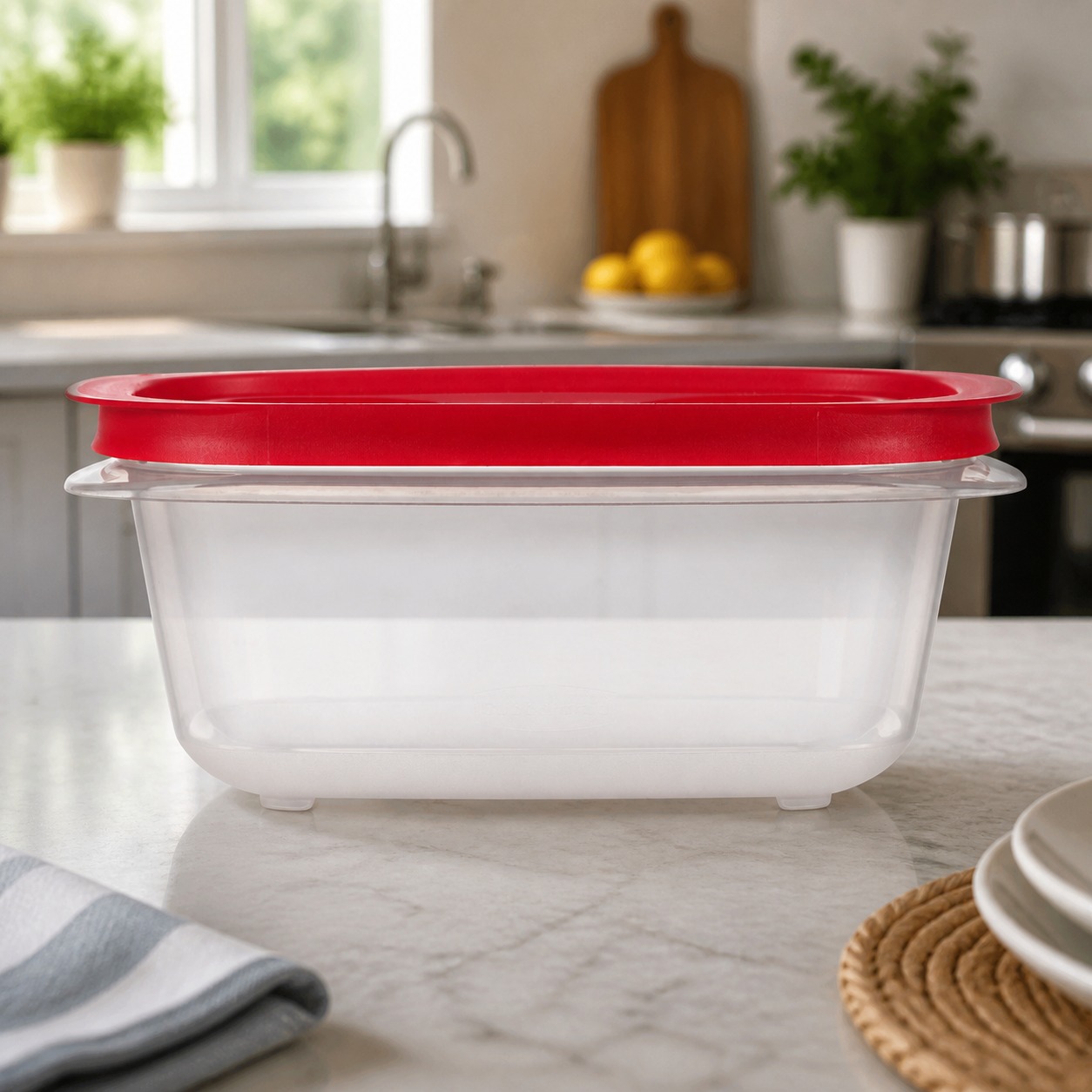 Food Storage Prep Containers - Red Rectangular Food Storage Container With