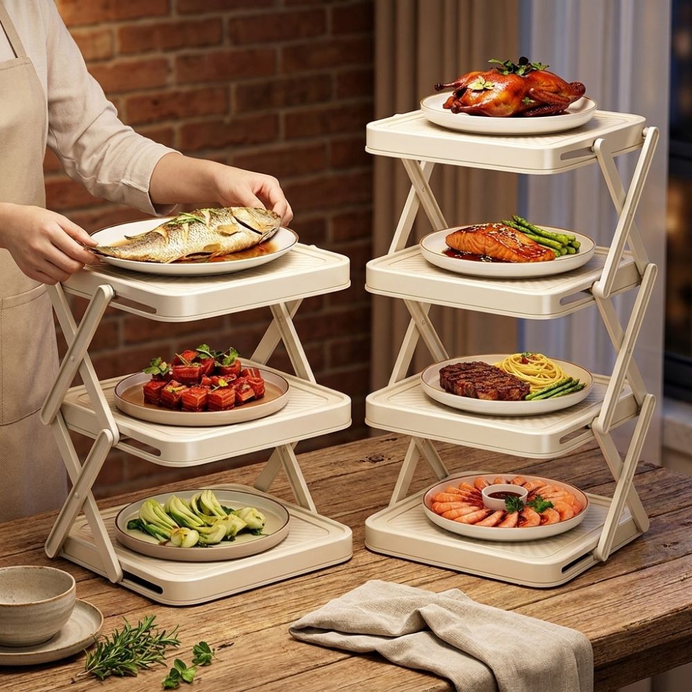 Food Storage And Preparation - 3/4-Tier Prepare Dish Storage Rack Large