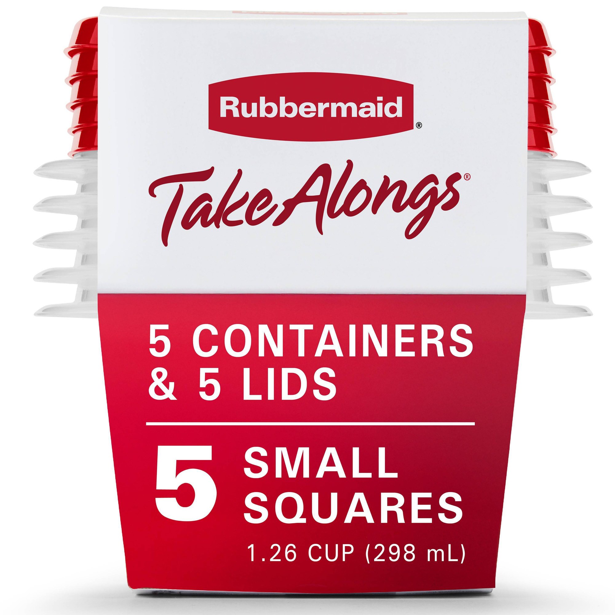 Food Storage Prep Containers - 5pcs Red Lid Food Storage Containers,