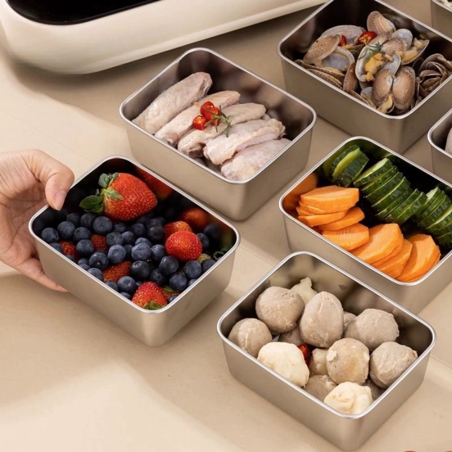 1-2-3pc Rectangular Stainless  - Food Storage Prep Containers recension och pris