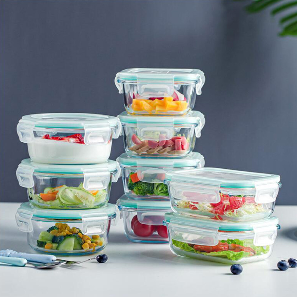 3Pcs Sky Blue Glass Food Stora - Food Storage Non Toxic recension och pris