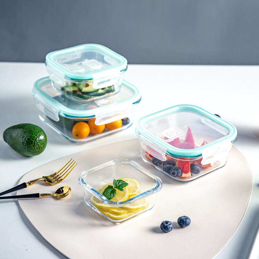 3Pcs Sky Blue Glass Food Stora - Food Storage Non Toxic recension och pris
